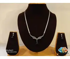 Rishabhjains | Buy 925 silver natural marcasite black necklace set in satellite, Ahmedabad