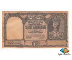 British India King George VI C D Deshmukh Rs.10 Ten Rupees 2 Boat Note