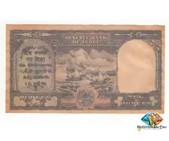 British India King George VI C D Deshmukh Rs.10 Ten Rupees 2 Boat Note