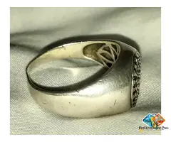 Vintage Old Black Diamond Type Stones in 925 11 Hallmark Men's Rare Silver Ring