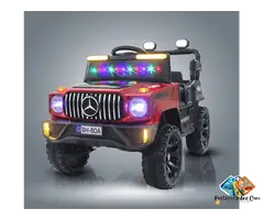 Make playtime exciting with this 2-seater kids electric ride-on jeep featuring remote control, LED