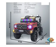 Make playtime exciting with this 2-seater kids electric ride-on jeep featuring remote control, LED