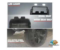 Make playtime exciting with this 2-seater kids electric ride-on jeep featuring remote control, LED