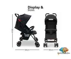 Stroller with Reclining Seat, Adjustable Canopy & Safety Harness – Small Red