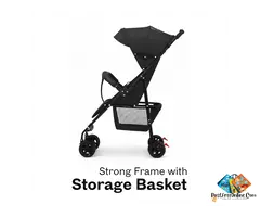 Stroller with Reclining Seat, Adjustable Canopy & Safety Harness – Small Red