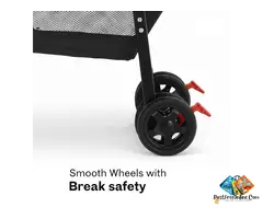 Stroller with Reclining Seat, Adjustable Canopy & Safety Harness – Small Red