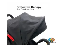 Stroller with Reclining Seat, Adjustable Canopy & Safety Harness – Small Red