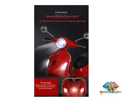 12V Vespa Rechargeable Battery Operated Ride-On Scooter for Kids with Remote (2–7 Yrs) – Blue