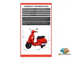 12V Vespa Rechargeable Battery Operated Ride-On Scooter for Kids with Remote (2–7 Yrs) – Blue