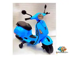 12V Vespa Rechargeable Battery Operated Ride-On Scooter for Kids with Remote (2–7 Yrs) – Blue