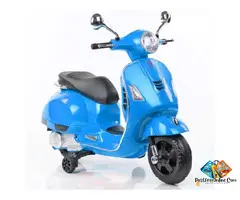 12V Vespa Rechargeable Battery Operated Ride-On Scooter for Kids with Remote (2–7 Yrs) – Blue