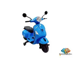 12V Vespa Rechargeable Battery Operated Ride-On Scooter for Kids with Remote (2–7 Yrs) – Blue