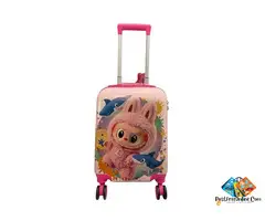Kids 16-Inch Rolling Luggage – Pink Bunny & Shark Design