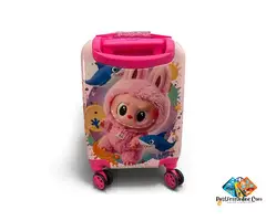 Kids 16-Inch Rolling Luggage – Pink Bunny & Shark Design