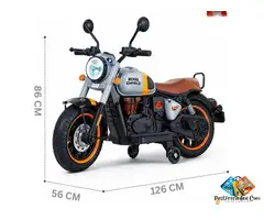 Royal Enfield Classic Kids Electric Ride-On Motorcycle – Grey & Orange
