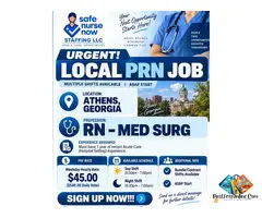 START ASAP! Local PRN Registered Nurse – Med Surg | Athens, Georgia