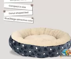 Plush Cushion Beds for Dogs Suitable for Extra Small Breeds During Winters, 70 cm, Blue/Beige / 3